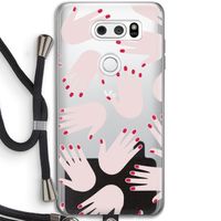 Hands pink: LG V30 Transparant Hoesje met koord