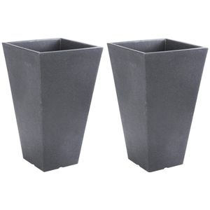 2x Antraciet grijze bloempotten 35 cm