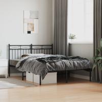 Bedframe met hoofdbord metaal zwart 140x200 cm