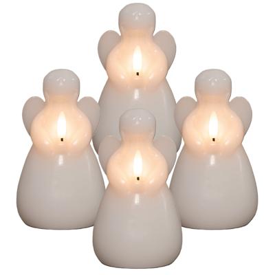Anna's Collection LED kaars engel?- 4x - wit - 14 x 8 cm - met timer - op batterijen - kerst