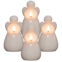 Anna's Collection LED kaars engel?- 4x - wit - 14 x 8 cm - met timer - op batterijen - kerst