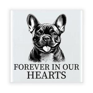 Herdenkings cadeau tegel - hondenliefhebber - Franse Bulldog - zwart/wit - keramiek - 15 cm
