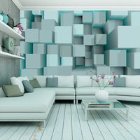 Fotobehang - Blauwe Puzzel, premium print vliesbehang - thumbnail