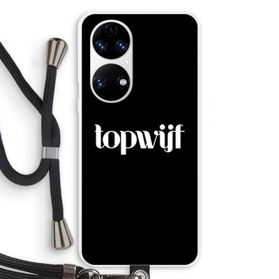Topwijf Zwart: Huawei P50 Transparant Hoesje met koord
