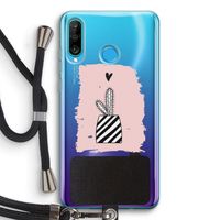 Zwart-wit cactus: Huawei P30 Lite Transparant Hoesje met koord