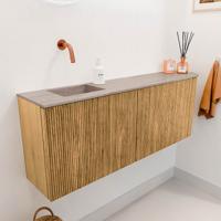 Toiletmeubel Mondiaz Joya Dlux | 111.6 cm | Meubelkleur Oak | Faye wastafel Saba Wasbak Links | Zonder kraangat(en)