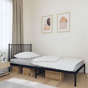 Bedframe met hoofdbord metaal zwart 100x200 cm