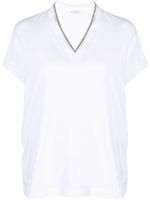 Brunello Cucinelli t-shirt à ornements métalliques - Blanc - thumbnail