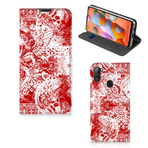 Mobiel BookCase Samsung Galaxy M11 | A11 Angel Skull Rood