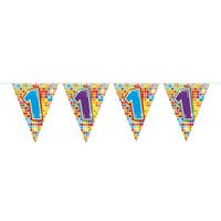 1x Mini vlaggetjeslijn slingers verjaardag  versiering 1 jaar   -