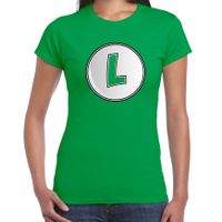 Game verkleed t-shirt voor dames - loodgieter Luigi - groen - carnaval/themafeest kostuum - thumbnail
