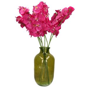 Kunstbloemen boeket Orchidee - 8 stelen - diep roze - 71 cm - Kunst zijdebloemen