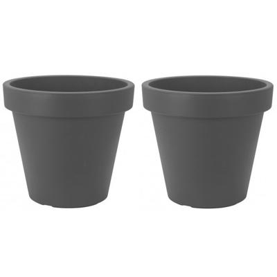 Bloempot/plantenpot voor binnen en buiten - 2x - D40 x H35 cm - antraciet - kunststof