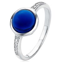 Zinzi ZIR1871 Ring Rond zilver-zirconia-kleursteen blauw-wit Maat 56