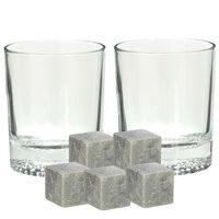 Luxe whiskyglazen set 4x stuks 300 ml met 9x whisky ijsblokstenen