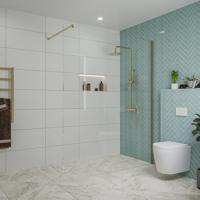 Fortifura Galeria inloopdouche - 160x200cm - helder glas - wandarm - Geborsteld Messing PVD (Goud) SW797918/SW797910