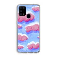 Roze wolken met vogels: Samsung Galaxy M31 Transparant Hoesje