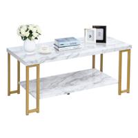 Salontafel Bijzettafel Banktafel Bijzettafel Consoletafel Salontafel Goud en Wit 100 x 49,5 x 45 cm