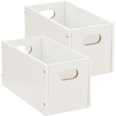 5five Opbergmand/kastmand van hout - 2x - wit - 7 Liter - 31 x 15 x 15 cm - Opbergboxen