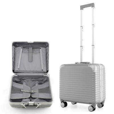Handbagage op Wieltjes met TSA-Slot Lichtgewicht Hardschalige PC-Koffer met Laptopvak Verstelbaar Handvat Zilver