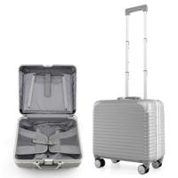 Handbagage op Wieltjes met TSA-Slot Lichtgewicht Hardschalige PC-Koffer met Laptopvak Verstelbaar Handvat Zilver