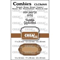 Crealies • combies stempelset jarig 01: 2 teksten + 1 tag/label