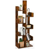 Boekenkast in Boomvorm Staand Rek met 8 Vakken Opbergrek voor Woonkamer/Slaapkamer/Kantoor 50 x 25 x 145 cm (Vintage Bruin)