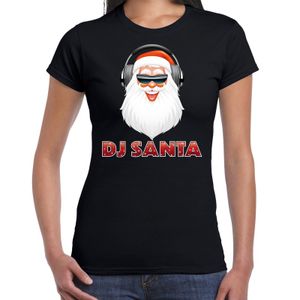 Zwart kerstshirt / kerstkleding DJ Santa met koptelefoon voor dames 2XL  -