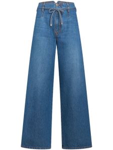 ETRO floral-embroidered belted jeans - Bleu