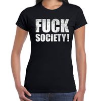 Fuck society protest t-shirt zwart voor dames