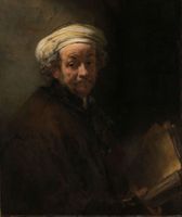 Karo-art Schilderij - Rembrandt van Rijn, Zelfportret als de apostel Paulus, 1661, 80x100cm