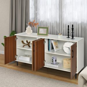 Dressoir Commode met 4 Deuren Dressoir Kast Hout Ideaal voor Keuken Woonkamer en Slaapkamer 148 x 40 x 75,5 cm