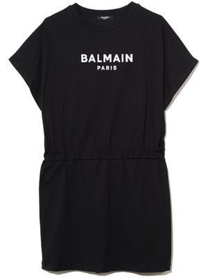 Balmain Kids robe en coton à logo imprimé - Noir