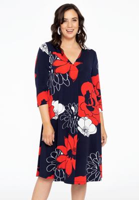 Yoek Jurk V-hals POPPY | Rood | Maat 50/52