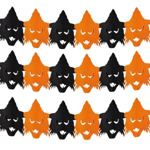 Set van 3x stuks halloween/Horror thema heksen/vogelverschrikkers feestslinger oranje/zwart 3 meter