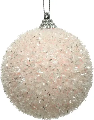 Kerstbal foam d8cm lametta p.roze