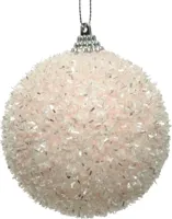 Kerstbal foam d8cm lametta p.roze