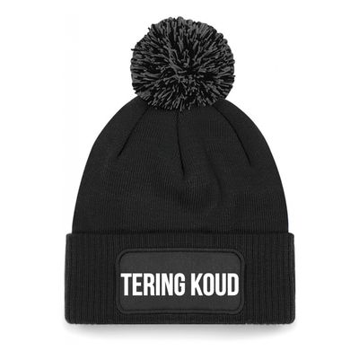 Tering koud muts met pompon unisex - one size - zwart - apres-ski muts