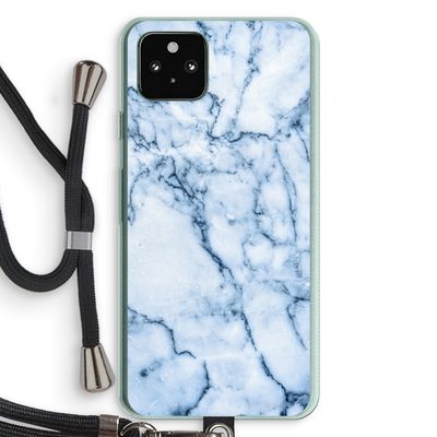 Blauw marmer: Pixel 5a 5G Transparant Hoesje met koord