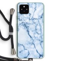 Blauw marmer: Pixel 5a 5G Transparant Hoesje met koord