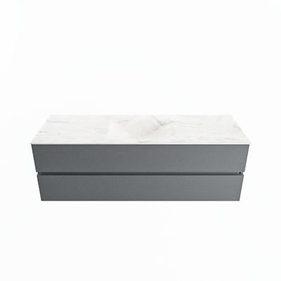 MONDIAZ VICA-DLUX 150cm badmeubel onderkast Plata 2 lades. Inbouw wastafel CLOUD midden 1 kraangat, kleur Ostra.
