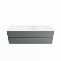 MONDIAZ VICA-DLUX 150cm badmeubel onderkast Plata 2 lades. Inbouw wastafel CLOUD midden 1 kraangat, kleur Ostra.