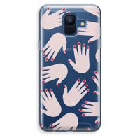 Hands pink: Samsung Galaxy A6 (2018) Transparant Hoesje - thumbnail