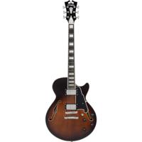 D'Angelico Premier SS Brown Burst Stopbar semi-akoestische gitaar met gigbag