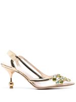 Giambattista Valli 80mm crystal-embellished slingback pumps - Or - thumbnail