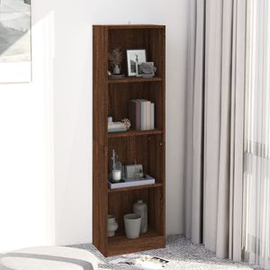 Boekenkast met 4 schappen 40x24x143 cm bewerkt hout bruineiken