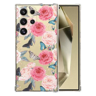 Samsung Galaxy S25 Ultra Hoesje - Butterfly Roses TPU Antishock Samsung Galaxy S25 Ultra Hoesje - Butterfly Roses TPU Antishock