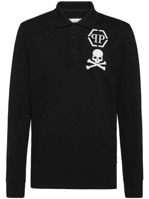 Philipp Plein polo en coton à imprimé tête de mort - Noir