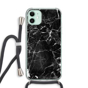 Zwart Marmer 2: iPhone 11 Transparant Hoesje met koord