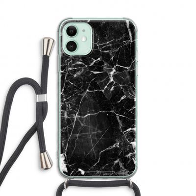 Zwart Marmer 2: iPhone 11 Transparant Hoesje met koord
